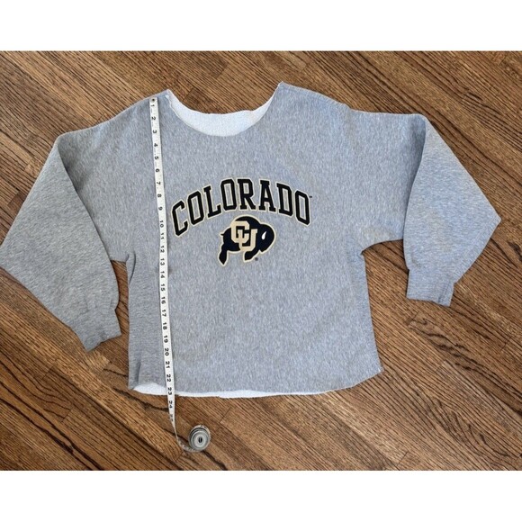 University Of Colorado Custom Distressed Heather Gray Sweatshirt - M - Picture 3 of 6